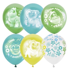 Воздушные шары Мопсы для мальчиков 25 шт С Днем Рождения