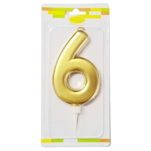 Свеча Цифра 12см Большая Gold 6