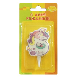Свеча Цифра 6 Единорог