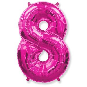 Цифра 8 розовая 40"/102 см фольгированный шар