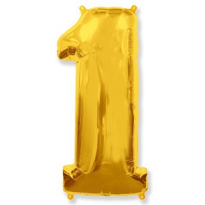 Цифра 1 золото 40"/102 см фольгированный шар