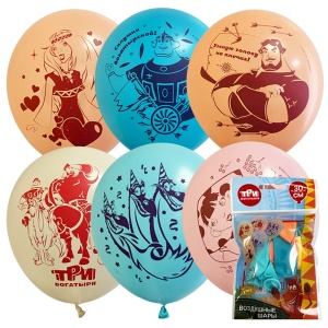 Воздушные шары ассорти рис. Три Богатыря 5 шт.12"/30см