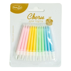 Свечи-мини Macaroons с держателями 24шт 6см