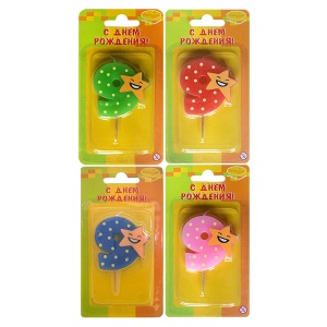 товары для праздника, свечи для торта, MC Свеча Цифра-мини 9 Звезда