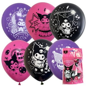 Воздушные шары ассорти рис. Kuromi 5 шт 12"/30см