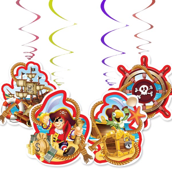 F Подвеска бумажная Веселый Пират-спираль 16см 4шт