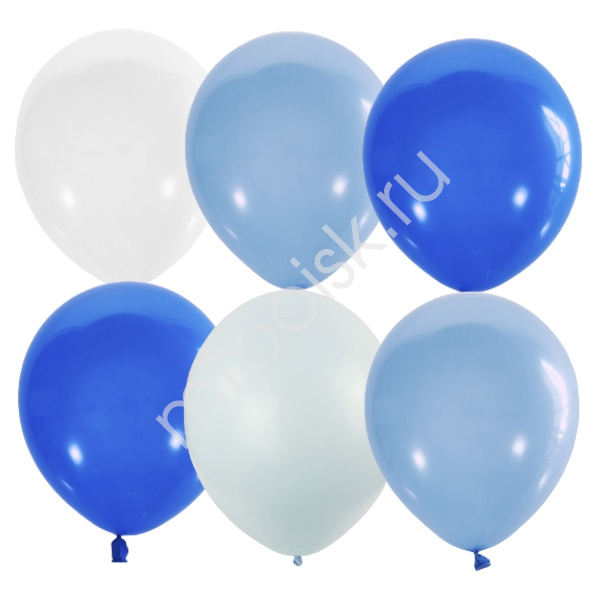 Латексный воздушный шар M 12"/30см Пастель+Декоратор Голубое ассорти 25шт