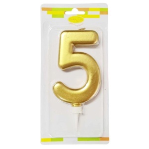 Свеча Цифра 12см Большая Gold 5