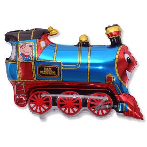воздушные шары, шары из фольги, FM Фигура гр.11  И-214 Паровозик голубой 80 см х 70 см