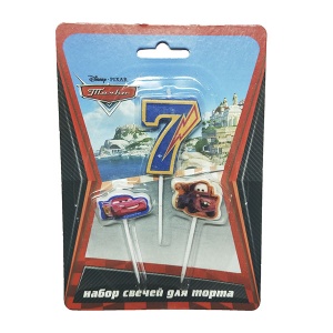 товары для праздника, свечи для торта, MC Свечи для торта (цифра 7, тачки 2шт) Дисней Тачки