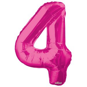 Фигура Цифра 4 розовая 34"/86 см шар фольгированный