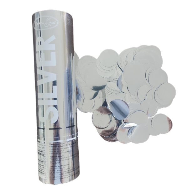 AC 20см Пневмохлопушка Silver конфетти