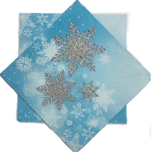 P Салфетки Снежинки 33см X 33см 12шт