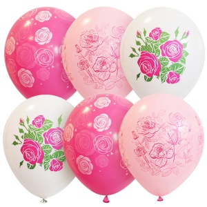 Набор шаров ассорти рис. Розы 25шт 12"/30см