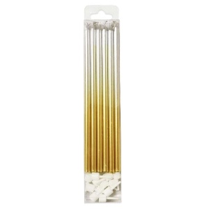 MС Свечи Металлик Silver & Gold 15см с держателями 12шт