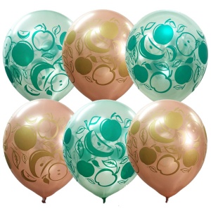 Набор шаров Перламутр (шелк) 4 ст. рис Яблочки 12"/30см 5 шт