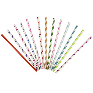 товары для праздника, барные аксессуары, BA Трубочки бумажные ассорти 20шт