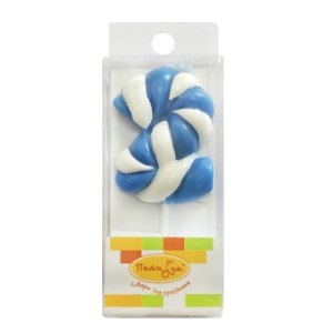 Свеча Цифра 2 Леденец голубой