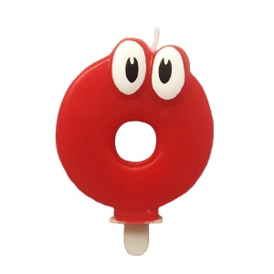 Свеча Цифра 0 Красная С глазками