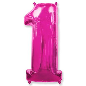 Цифра 1 розовая 40"/102 см фольгированный шар