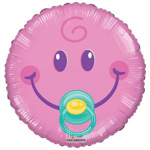 Мини Круг Смайл розовый Малышка 9"/23см шар фольгированный