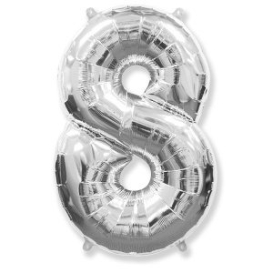 Цифра 8 серебро 40"/102 см фольгированный шар