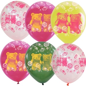 Воздушные шары рис. Мармеладные мишки 25шт