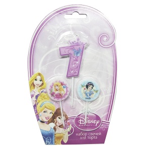 товары для праздника, свечи для торта, MC Свечи для торта (цифра 7, медальоны 2шт) Дисней Принцессы