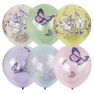 Воздушные шары Бабочки асс. рис 25 шт