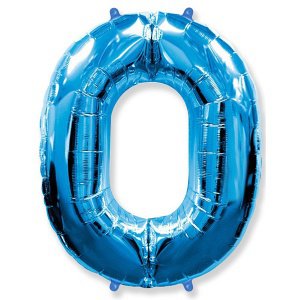 Цифра 0 голубая 40"/102 см фольгированный шар