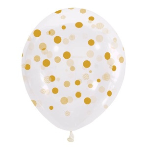 Воздушные шары рис. Конфетти золотые 25шт 12"/30см