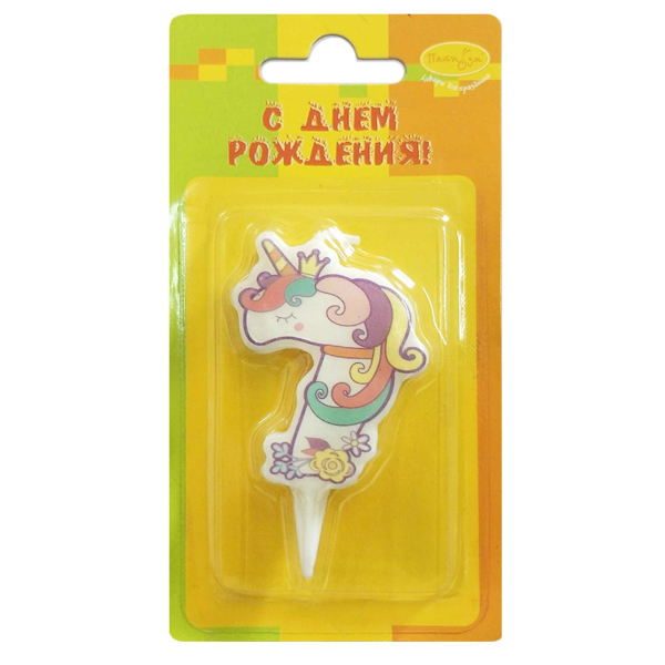 MС Свеча Цифра 7 Единорог 5см