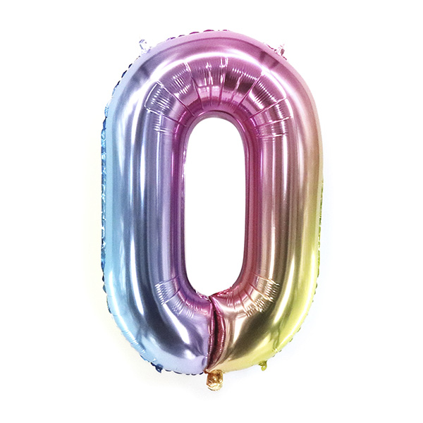 Y Фигура Цифра 0 Радужная 40"/102см