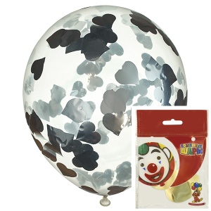 CS 12"/30см Декоратор TRANSPARENT наполнение сердца конфетти фольга серебро 2шт