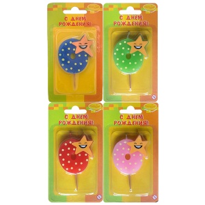 товары для праздника, свечи для торта, MC Свеча Цифра-мини 0 Звезда