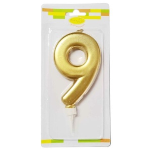 Свеча Цифра 12см Большая Gold 9