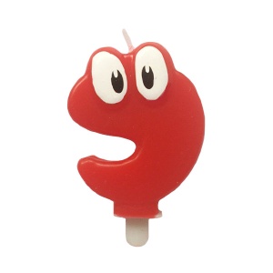 Свеча Цифра 9 Красная С глазками