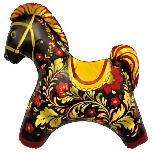 Фигура Лошадка красная Золотая роспись