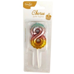 Свеча Цифра радужная металлик 8