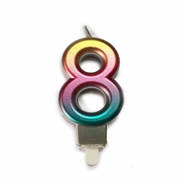 MС Свеча Цифра 7см Радужная 8