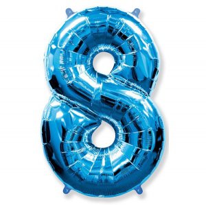 Цифра 8 голубая 40"/102 см фольгированный шар
