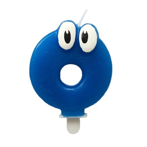 Свеча Цифра 0 Синяя С глазками