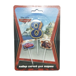 товары для праздника, свечи для торта, MC Свечи для торта (цифра 8, тачки 2шт) Дисней Тачки