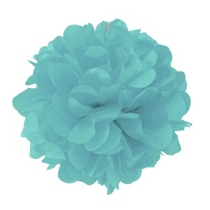 Помпон бумажный небесно-голубой 20см 