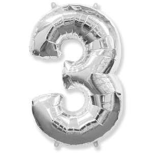 Фигура Цифра 3 серебро 30"/76см