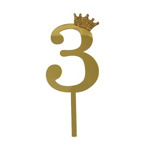 Топпер цифра 3 Корона GOLD