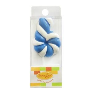 Свеча Цифра 6 Леденец голубой