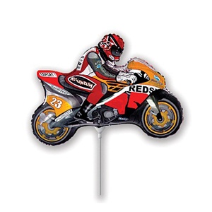 воздушные шары, шары из фольги, FM Мини Фигура гр.4 И-89 Мотоциклист оранжевый 23см X 30см