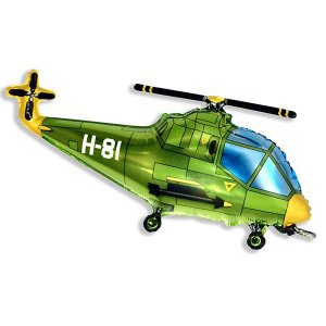воздушные шары, шары из фольги, FM Фигура гр.11 И-159  Вертолет зеленый 57см X 96см