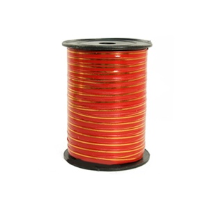 аксессуары для воздушных шаров, RL Лента  5мм x 250у Красная с золотой полосой (Москва) А0537